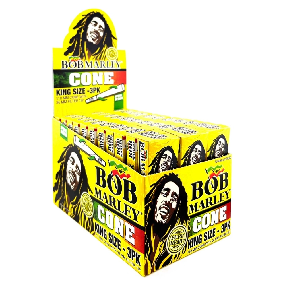 BOB MARLEY CONE KING SIZE 3PK DISPLAY OF 33PACK