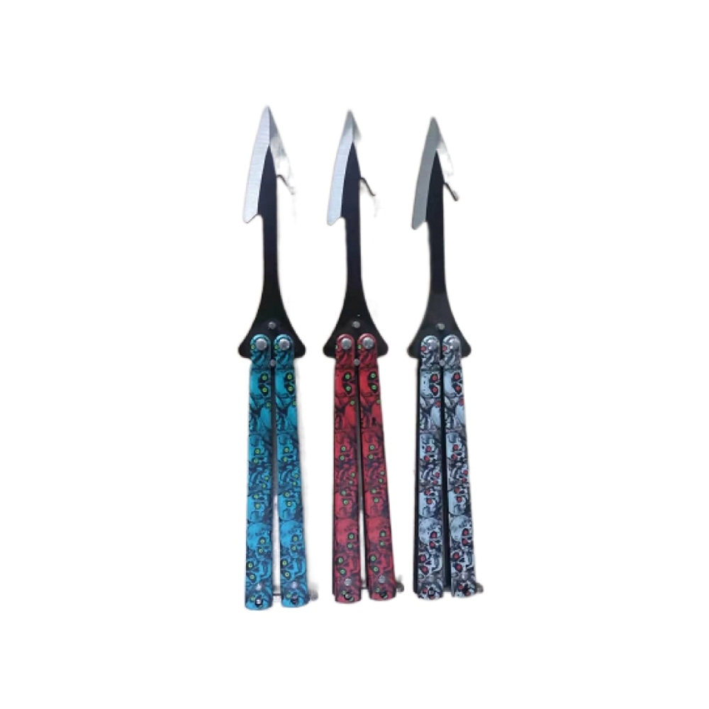 DEFENSE KNIFE BUTTERFLY ASSORTED SKULL COLOR