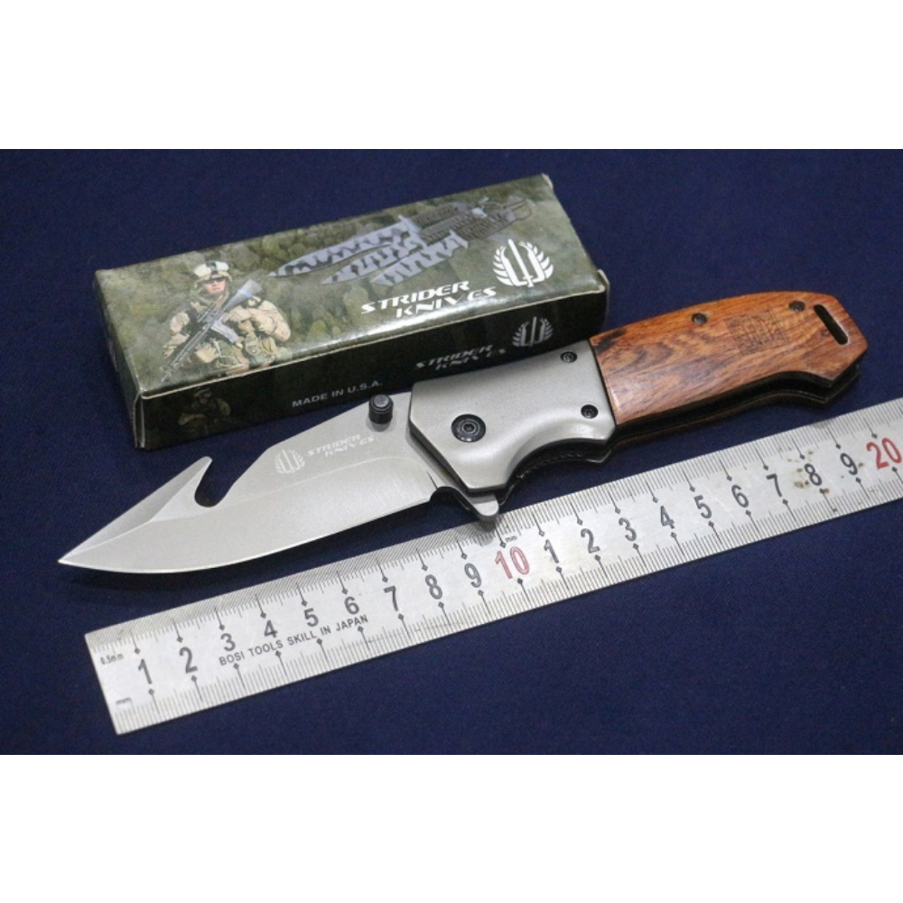 DEFENSE KNIFE WOOD BLATED BASE WITH BOTTLE OPENNER