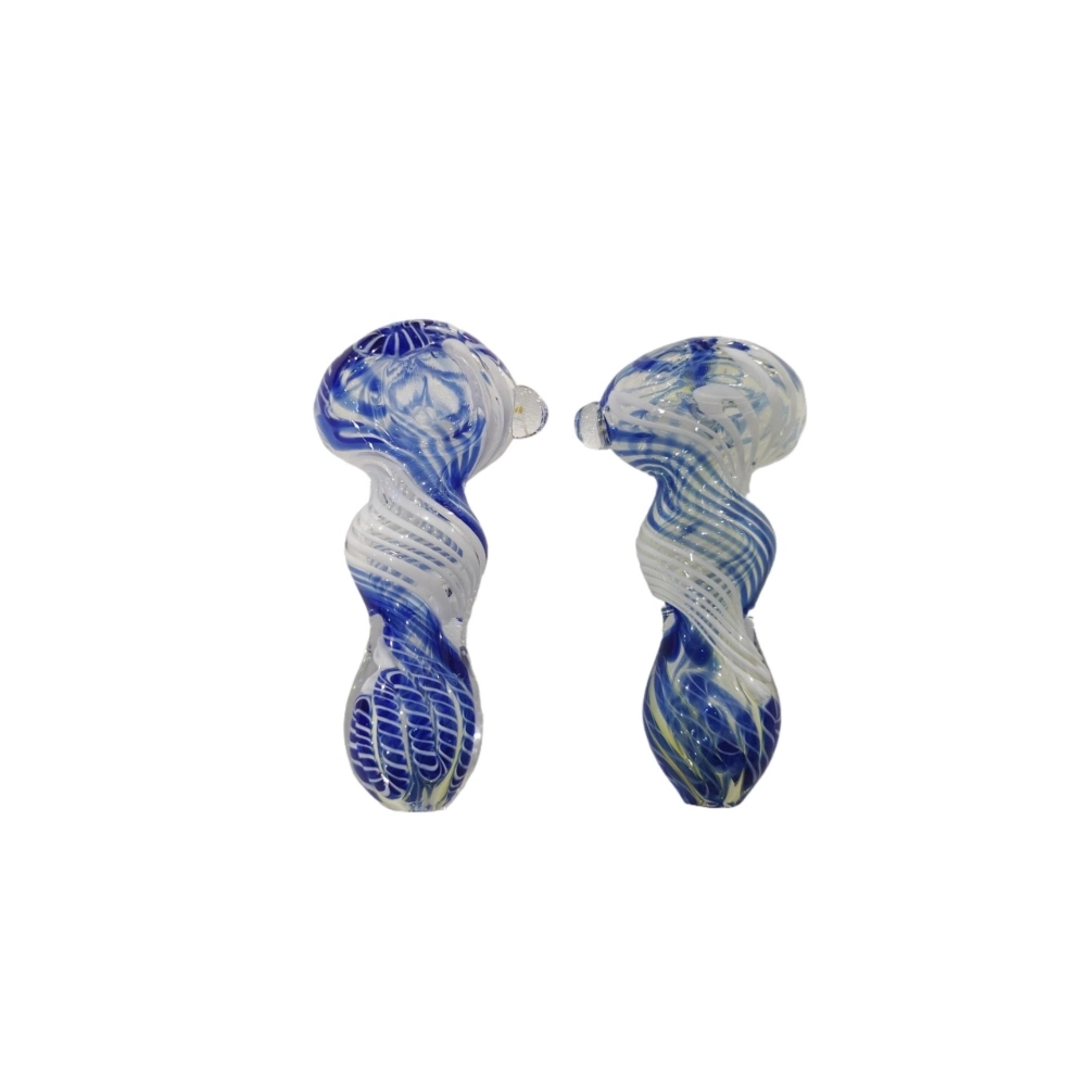 HAND PIPE SWIRL BLUE & WHITE 3INCH