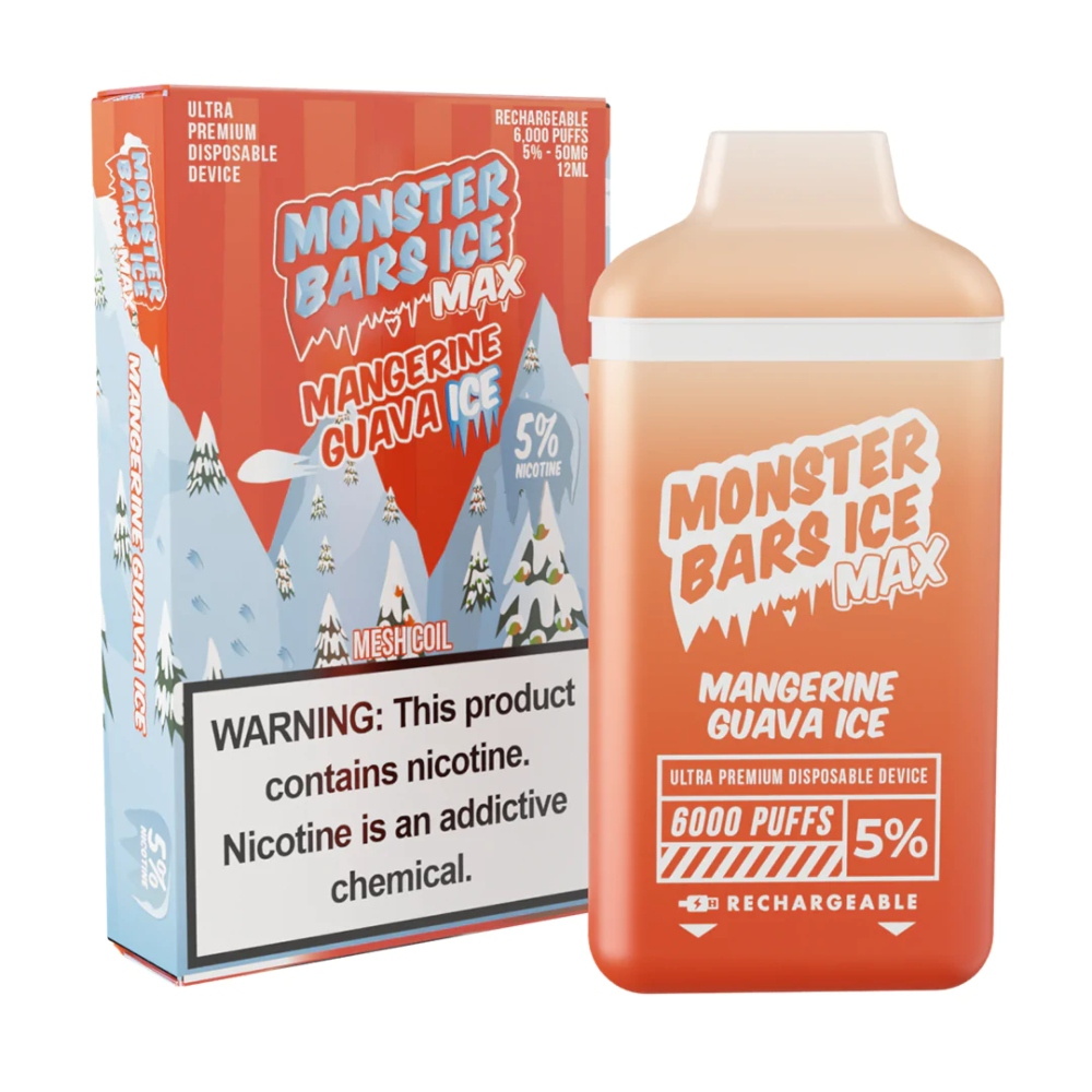 MONSTER BARS MAX 6000 PUFFS 10CT - MANGERINE GUAVA ICE