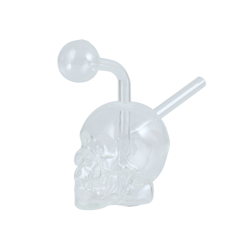 SMALL CLEAR SKULL OIL BURNER WATER PIPE