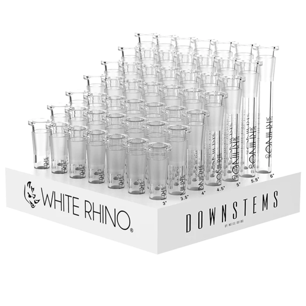 WHITE RHINO 19/19 GLASS ON GLASS DOWNSTEM - 49 COUNT DISPLAY