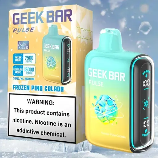 [Q-2070-01] GEEK BAR PULSE DISPOSABLE VAPE 15000 PUFFS 5PK 16ML FROZEN (Pina Colada)