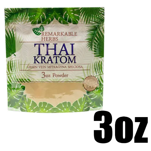 [Q-3213-01] REMARKABLE HERBS KRATOM 3OZ (Green Vein Thai)