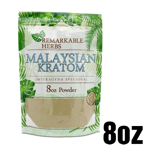 [Q-3214-01] REMARKABLE HERBS KRATOM 8OZ (Green Vein Malaysian)