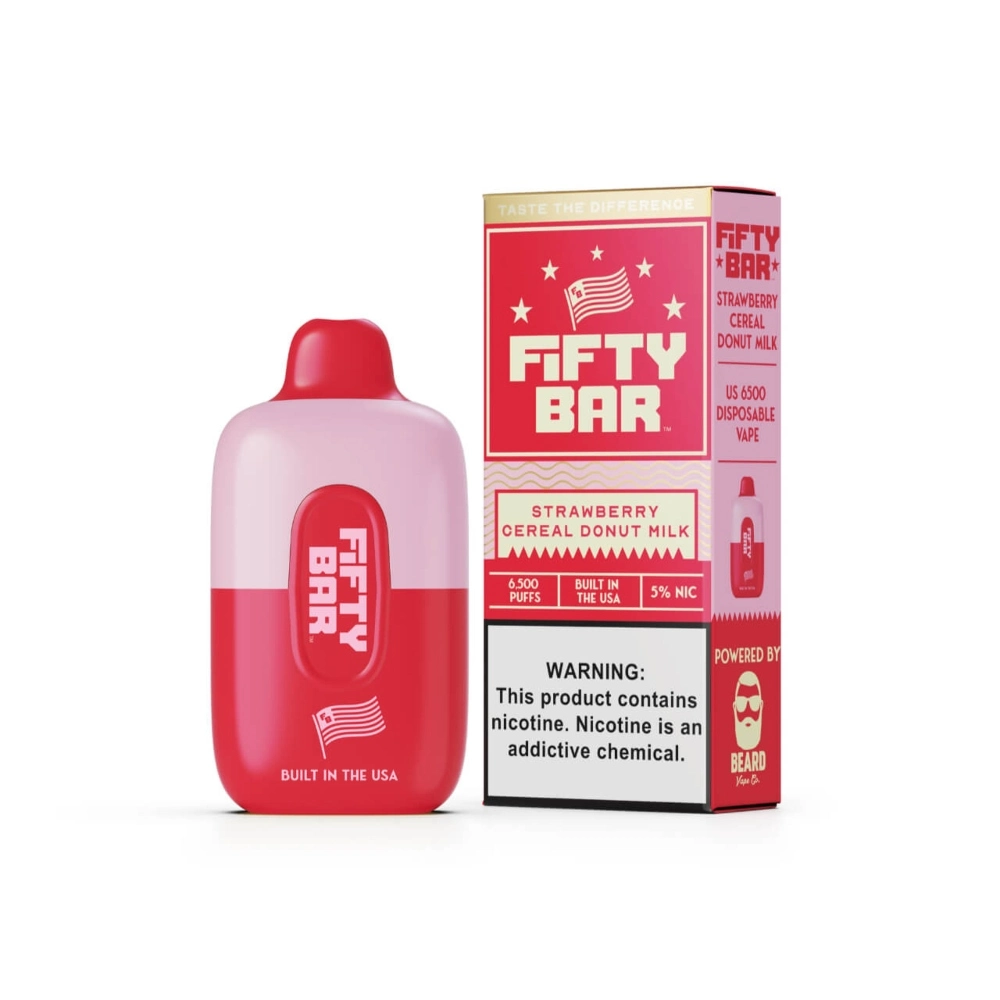 [Q-2000-13] FIFTY BAR 16ML 6500 PUFFS 5PK (Strawberry Cereal Donut Milk)