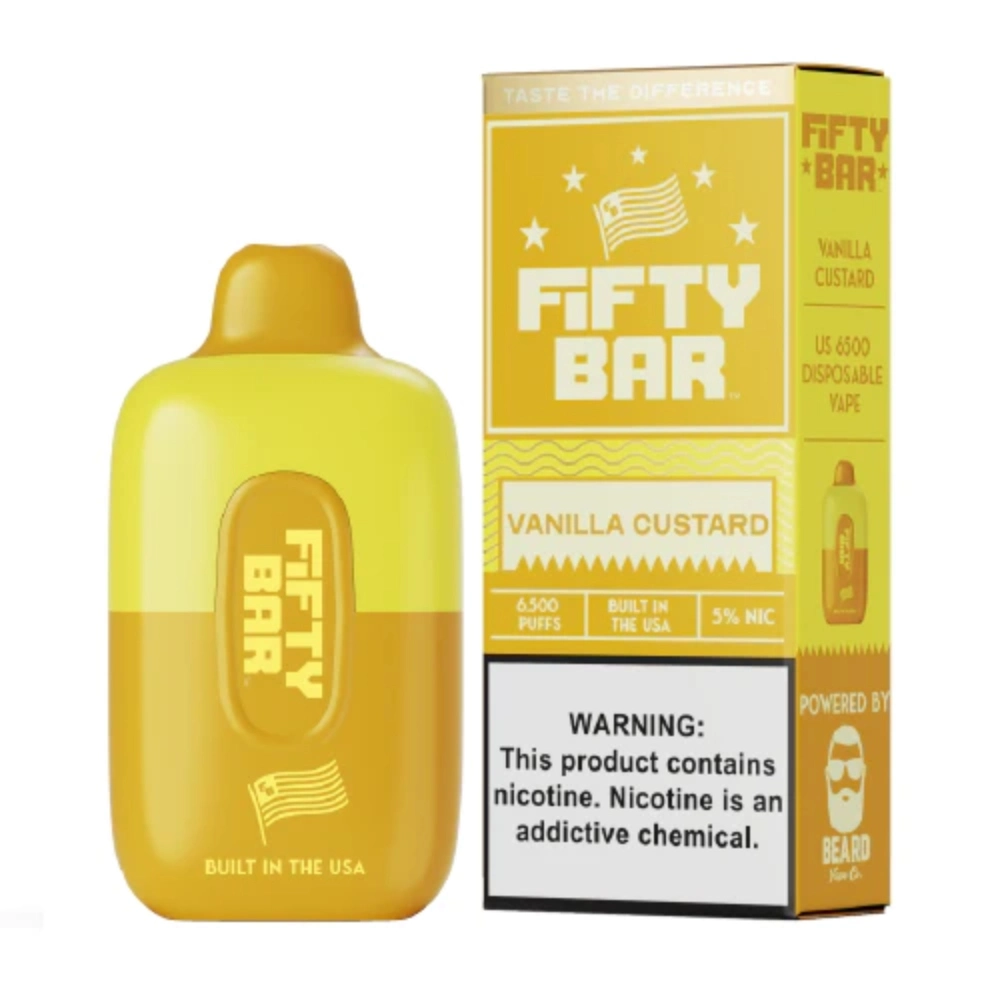 [Q-2000-14] FIFTY BAR 16ML 6500 PUFFS 5PK (Vanilla Custard)