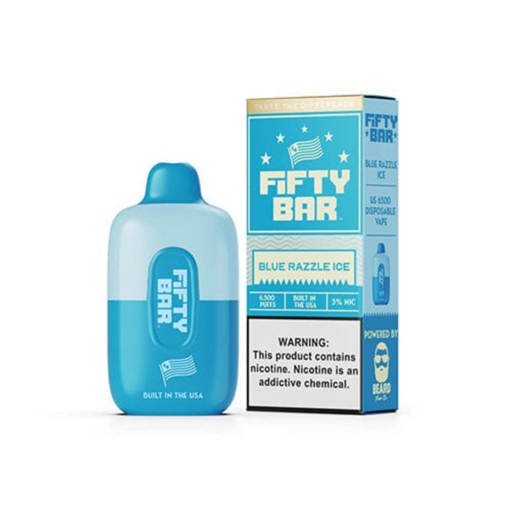 [Q-2000-03] FIFTY BAR 16ML 6500 PUFFS 5PK (Blue Razz Ice)