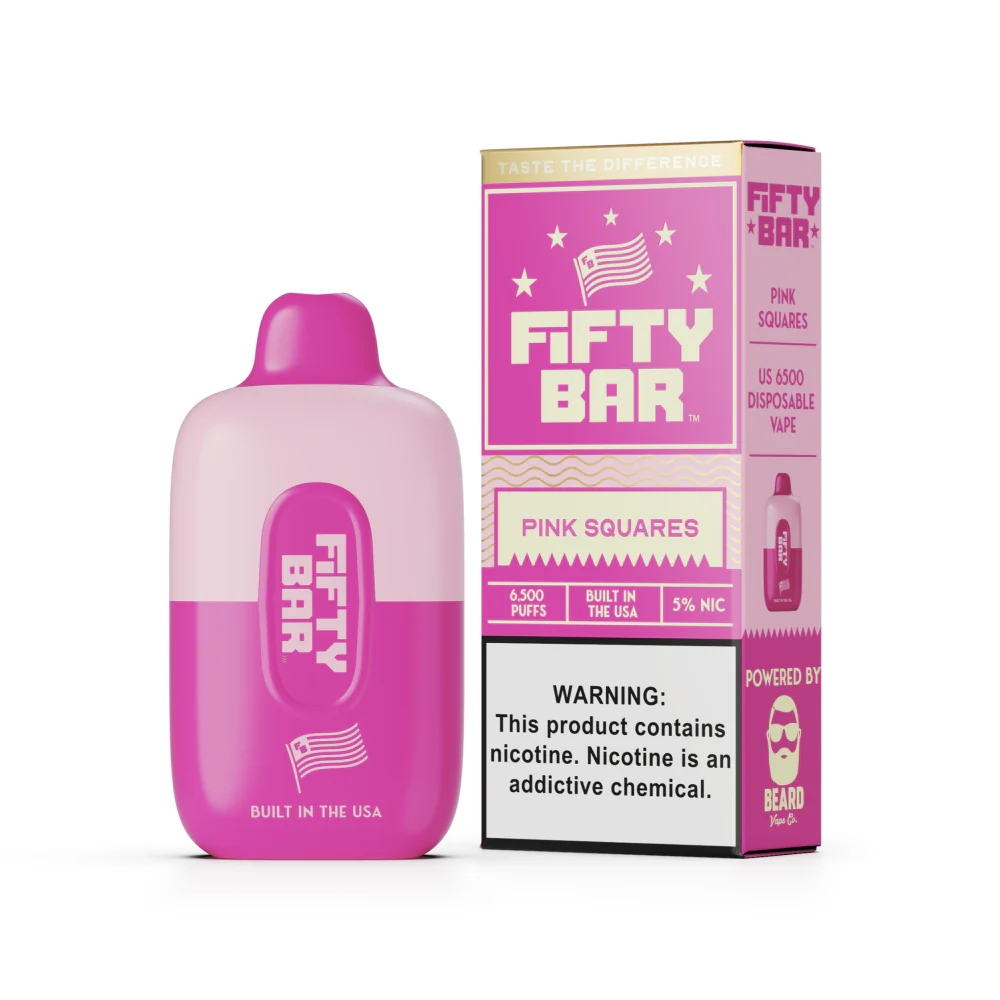 [Q-2000-06] FIFTY BAR 16ML 6500 PUFFS 5PK (Pink Squares)