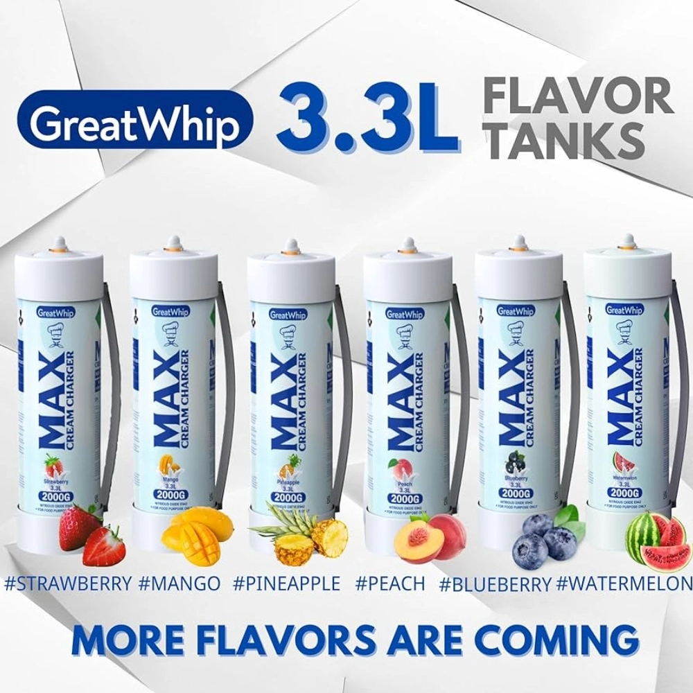 GREAT WHIP 2000G N2O TANKS 3.3L FLAVOR 1PK