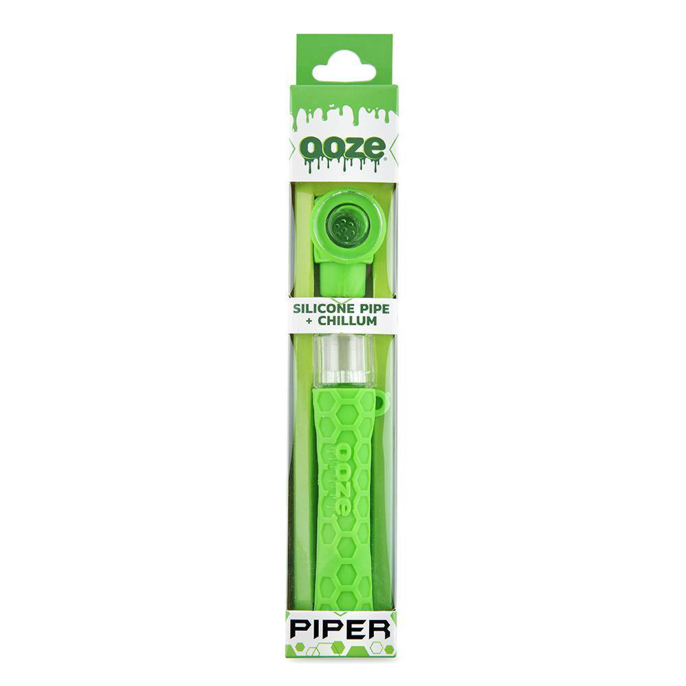 [Q-3013-02] OOZE PIPER SILICONE PIPE/CHILLUM (Green)