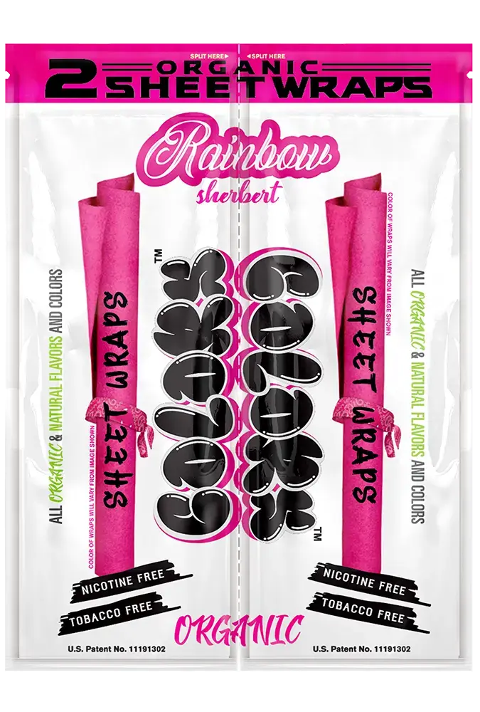 [Q-3031-03] ORGANIC COLOR SHEET WRAPS 2PK POUCH 25CT DISPLAY BOX (Rainbow Sherbert)