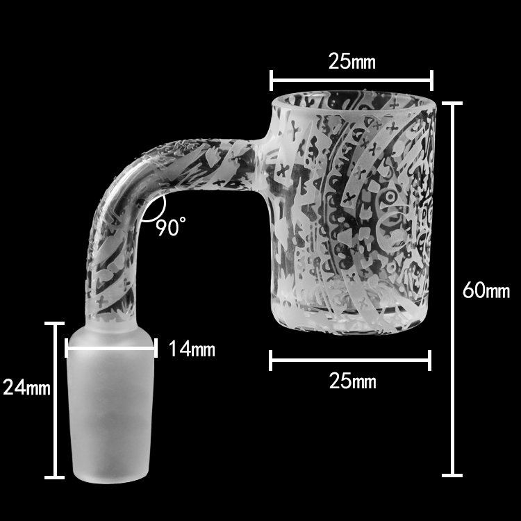 [Q-1339-02] BANGER FLAT TOP ETCHED QUARTZ 3PK MALE 14MM (Cyclone)