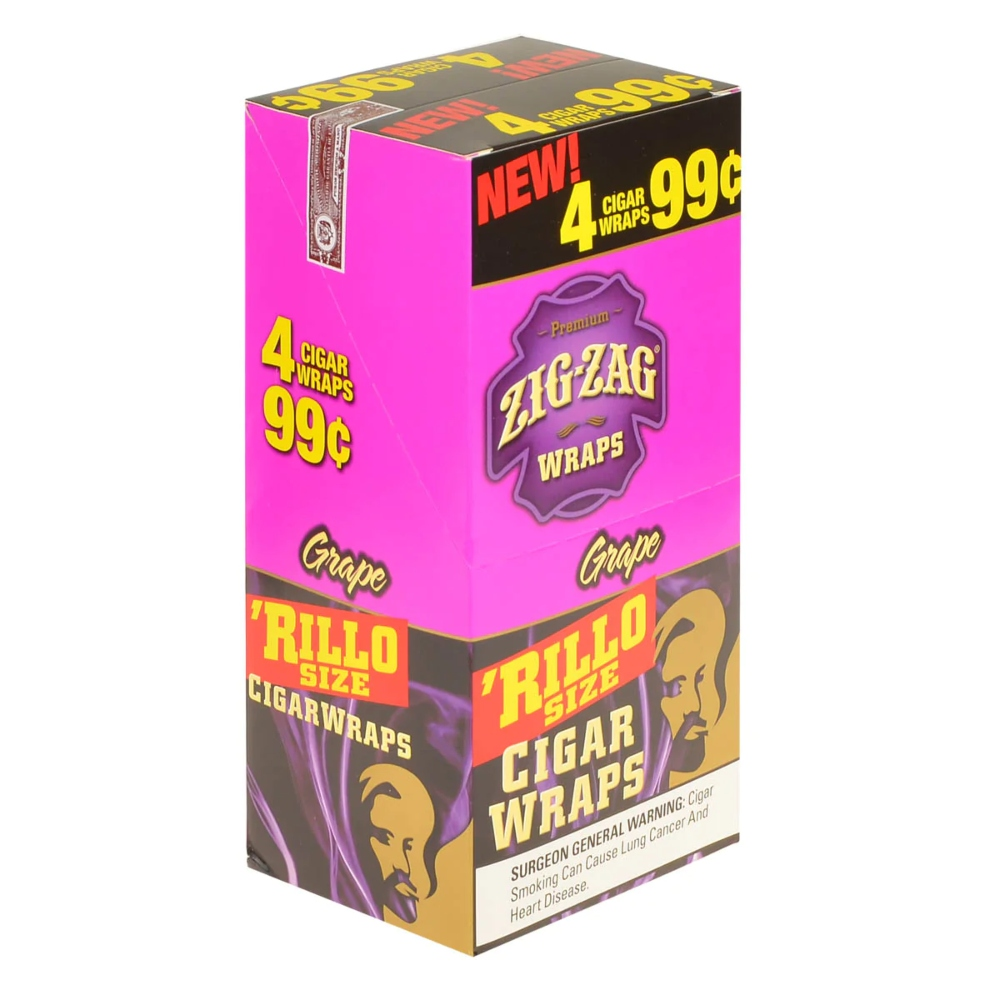 ZIG ZAG RILLO SIZE CIGAR WRAPS 4 FOR $.99