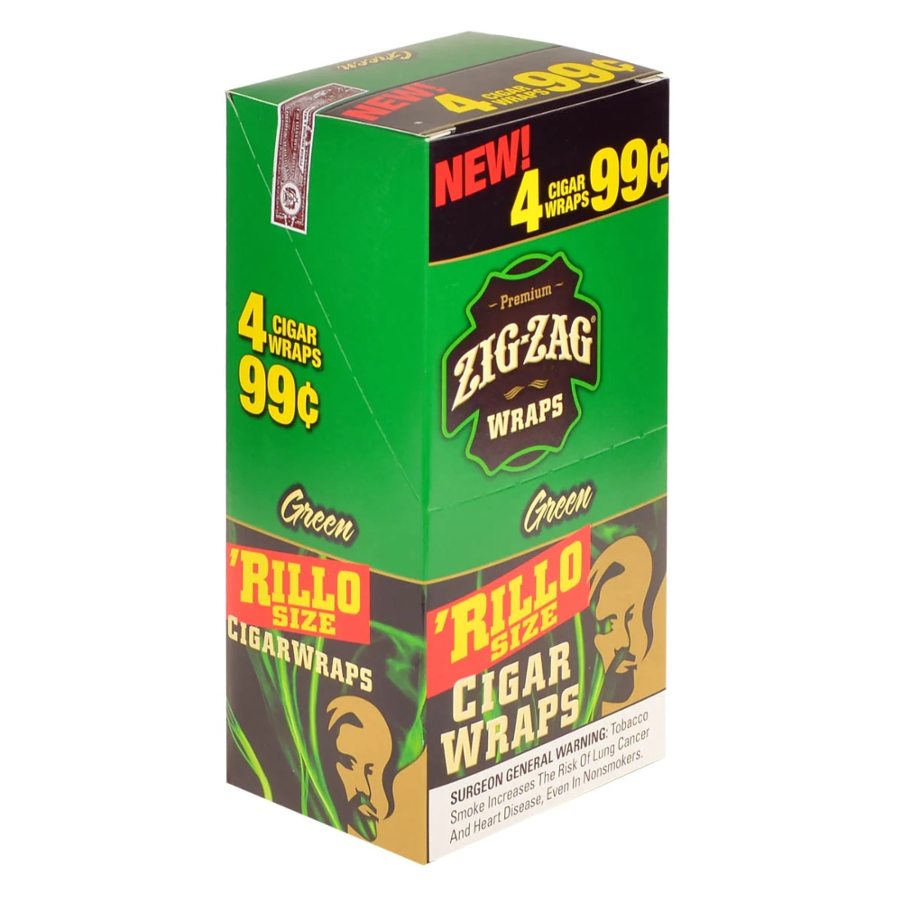 [Q-4202-06] ZIG ZAG RILLO SIZE CIGAR WRAPS 4 FOR $.99 (Green)