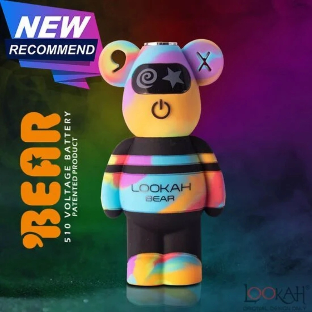 [Q-2742-07] LOOKAH BEAR 510 THREAD VAPE BATTERY 1CT (Yellow Tiedye)