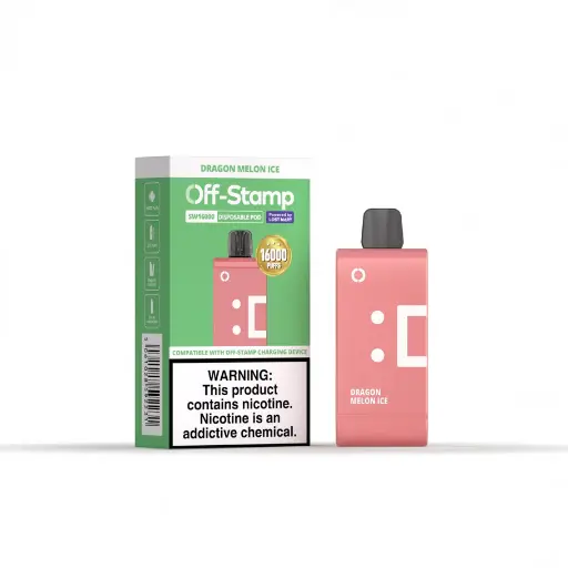 [Q-2942-02] OFF STAMP 16,000 Puff DISPOSABLE POD 17ML 5PK (Dragon Melon Ice)