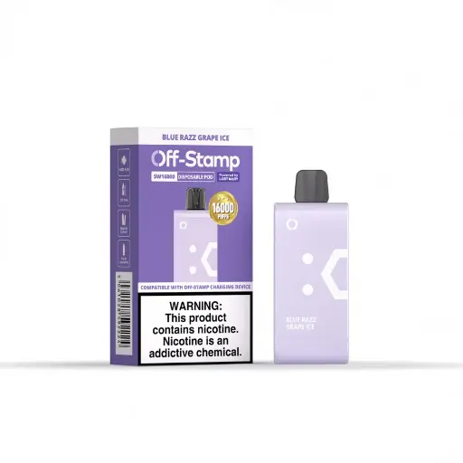 [Q-2942-03] OFF STAMP 16,000 Puff DISPOSABLE POD 17ML 5PK (Blue Razz Grape Ice)