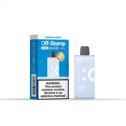 [Q-2942-05] OFF STAMP 16,000 Puff DISPOSABLE POD 17ML 5PK (Rainbow Sherbet)