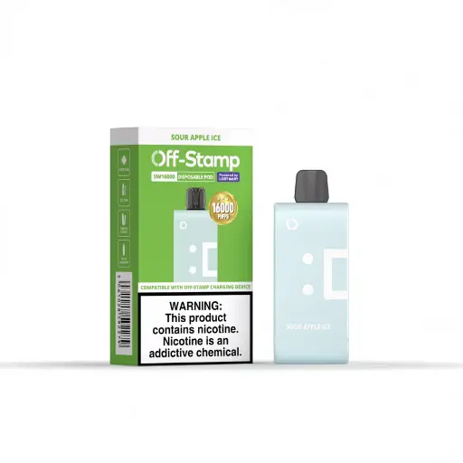 [Q-2942-08] OFF STAMP 16,000 Puff DISPOSABLE POD 17ML 5PK (Sour Apple Ice)