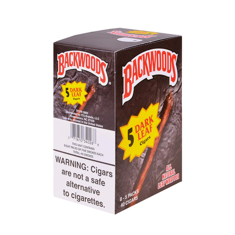 [Q-1298-03] BACKWOOD CIGARS 8 PACKS OF 8/5PK (DARK LEAF)