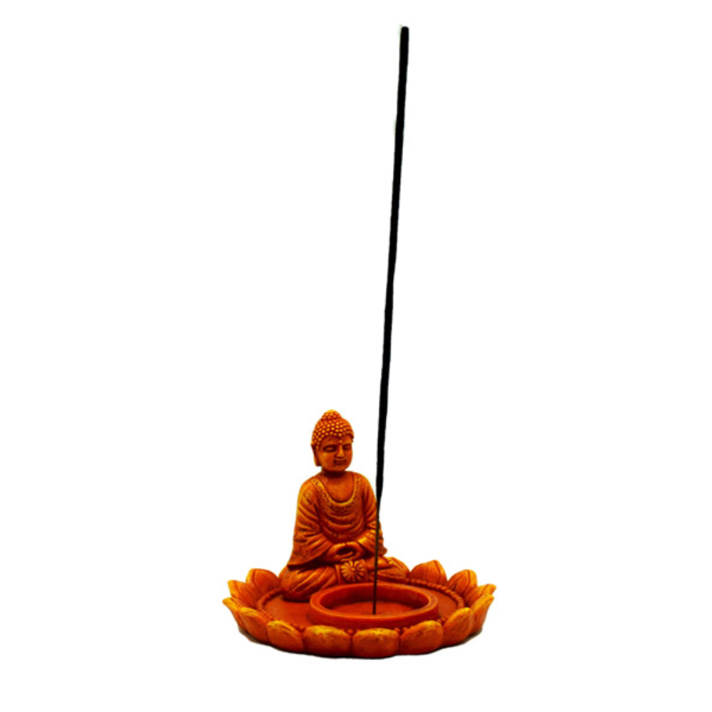 FANTASY GIFT ORANGE BUDDHA INCENSE/ TEA LIGHT CANDLE HOLDER