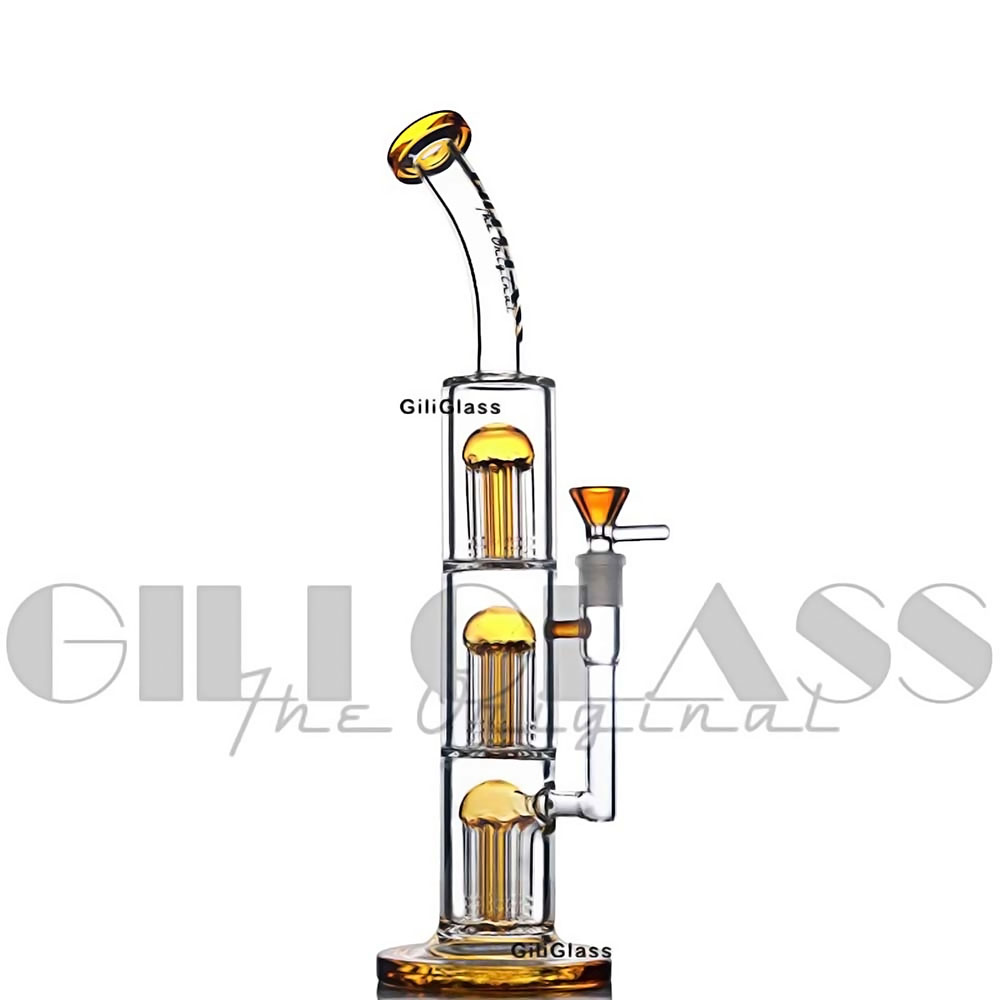 GILI GLASS 15.5" 8 ARM PERC STRAIGHT TUBE WATER PIPE