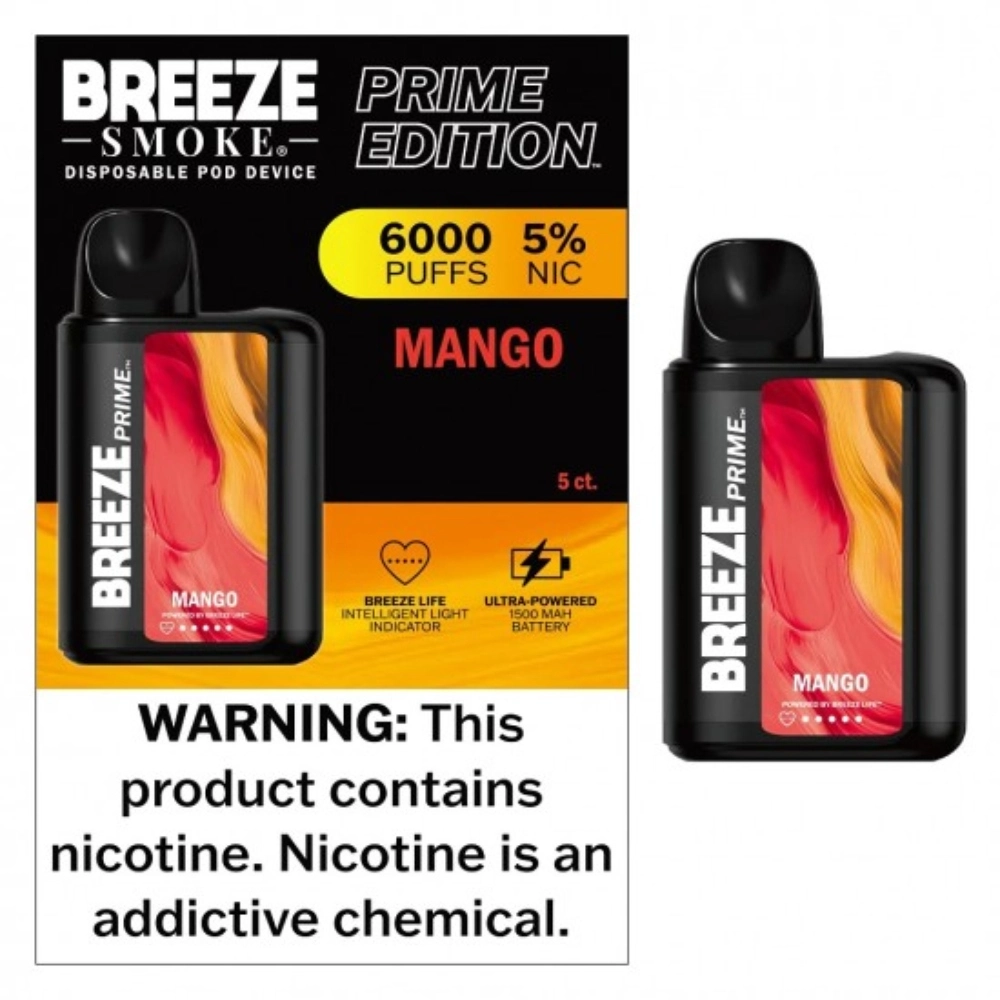 [Q-1512-03] BREEZE PRIME EDITION 6000PUFF 5PK 10ML (Mango)