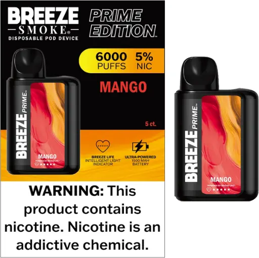 [Q-1512-03] BREEZE PRIME EDITION 6000PUFF 5PK 10ML (Mango)