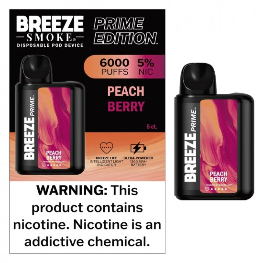 [Q-1512-05] BREEZE PRIME EDITION 6000PUFF 5PK 10ML (Peach Berry)