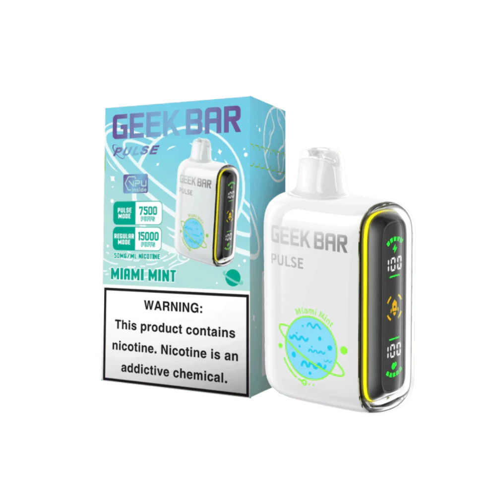 [Q-2069-20] GEEK BAR PULSE DISPOSABLE VAPE 15000 PUFFS 5PK 16ML (Miami Mint)