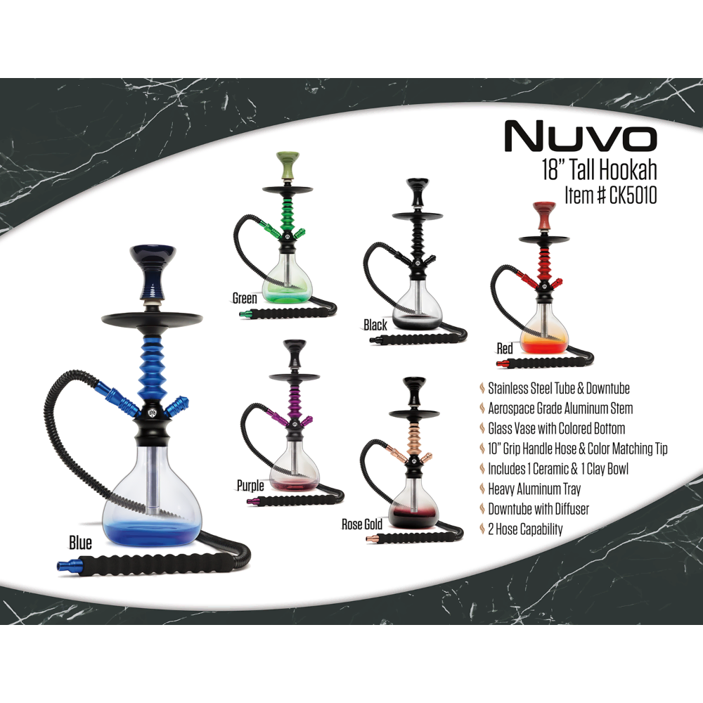 HOOKAH B.Y.O. 18" NUVO CLICK TECHNOLOGY 1 HOSE