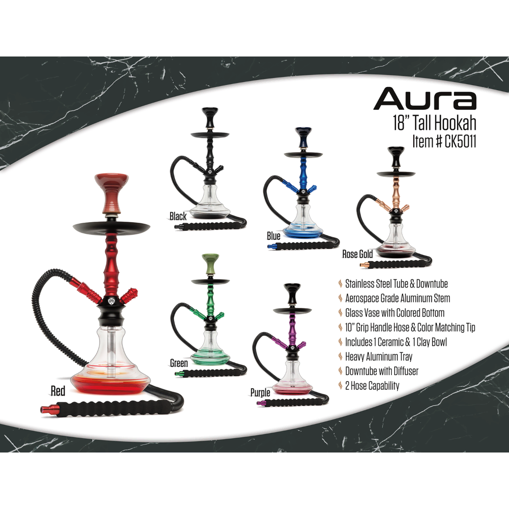 HOOKAH B.Y.O. 18" AURA CLICK TECHNOLOGY 1 HOSE