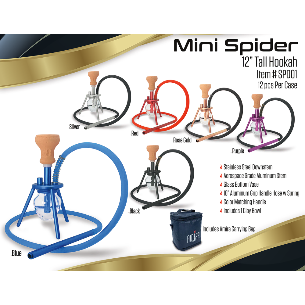 HOOKAH B.Y.O. 12" AMIRA SPIDER HOOKAH 1 HOSE AMIRA CARRYING BAG