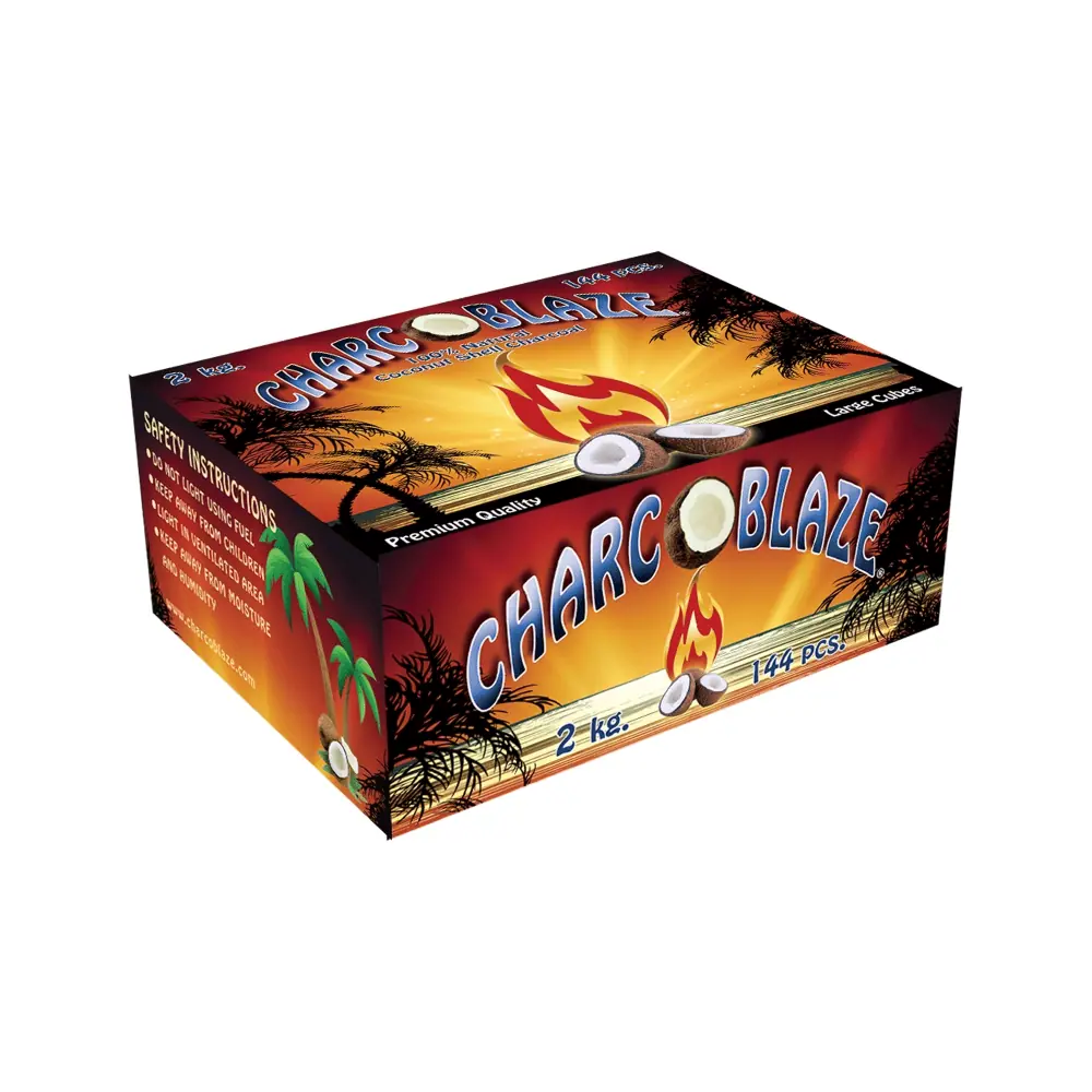 HOOKAH CHARCOAL 2 KG CHARCOBLAZE COCONUT SHELL CUBES 144 PC. BOX