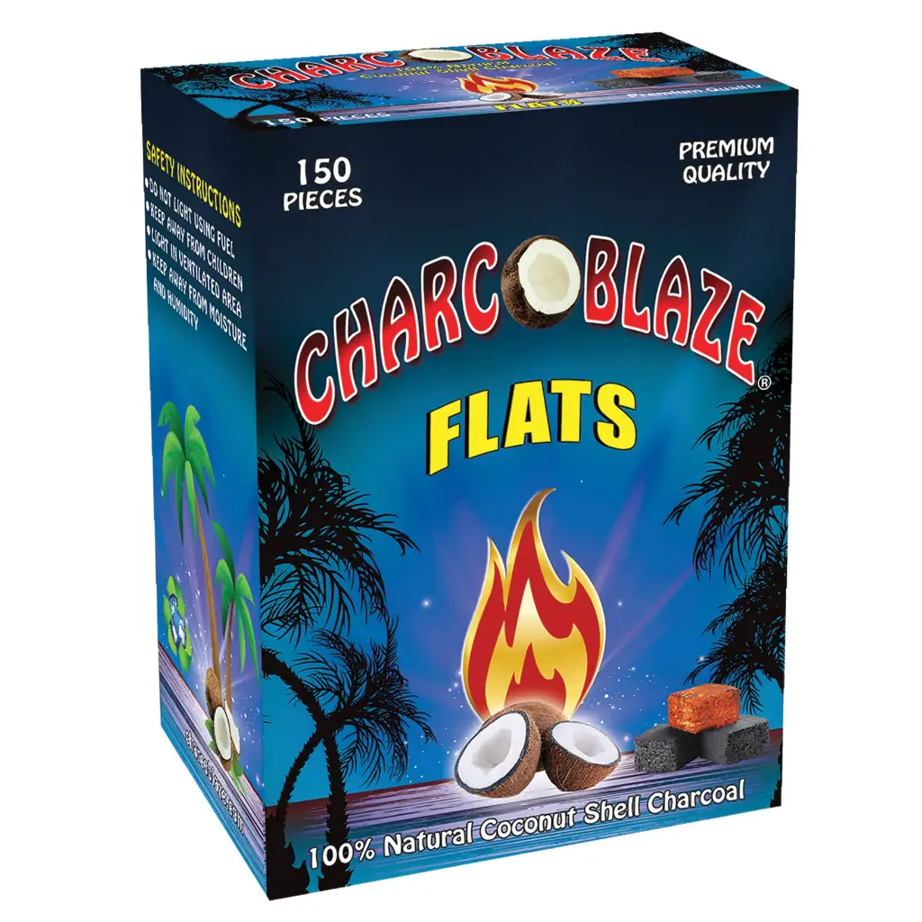 HOOKAH CHARCOAL 150 PCS. FLAT CHARCOBLAZE COCONUT SHELL 1.5 KG BOX