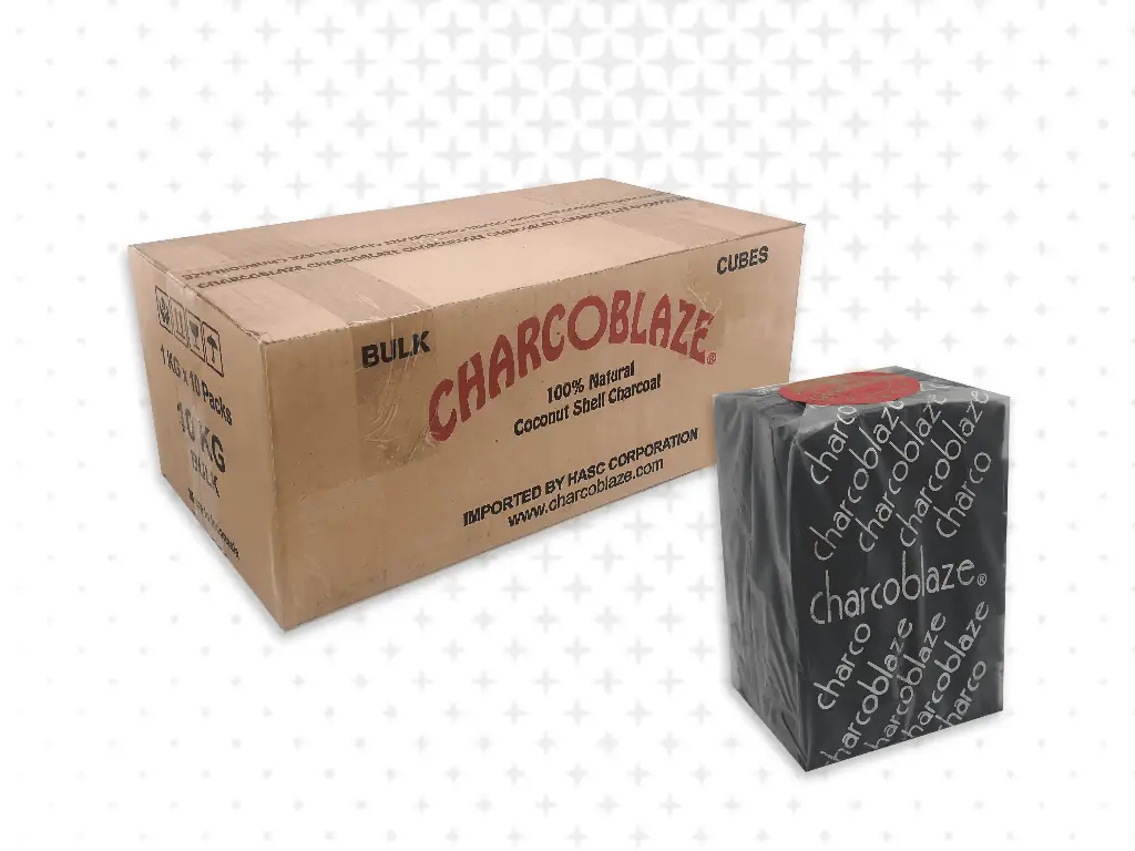 HOOKAH CHARCOAL 1 KG CHARCOBLAZE COCONUT SHELL SQUARE CUBES 72 PCS PER BAG