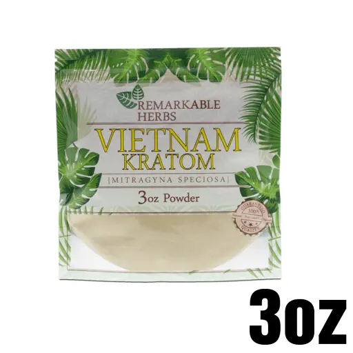 [Q-3213-08] REMARKABLE HERBS KRATOM 3OZ (Green Vein Vietnam)