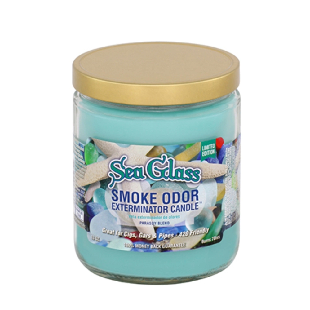 [Q-3568-44] SMOKE ODOR CANDLE 13OZ (Sea Glass)