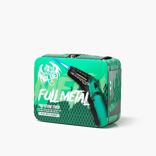 [Q-3610-04] SPECIAL BLUE FULL METAL TORCH W/STASH BOX - (Emerald Green)