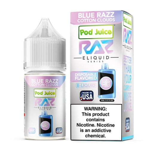 [Q-3099-01] POD JUICE X RAZ 30ML  (Blue Razz Cotton Clouds, 35MG)