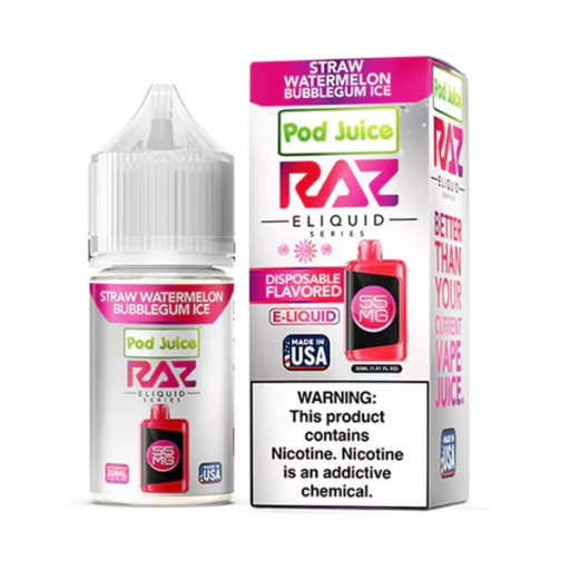 [Q-3099-09] POD JUICE X RAZ 30ML  (Straw Watermelon Bubblegum Ice, 35MG)