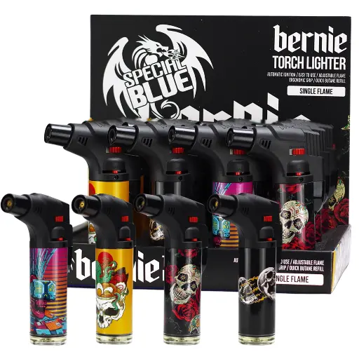 [Q-1367-03] BERNIE LIGHTER 12PK (Skull & Roses II)