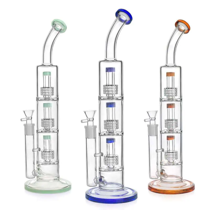 WATERPIPE 17.5" 3 LAYERS MATRIC PERC MIX COLOR
