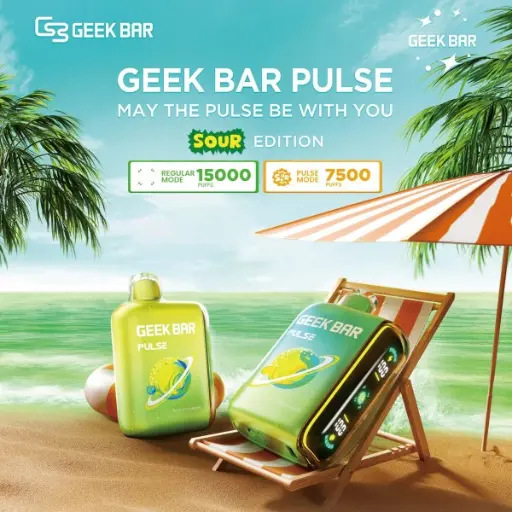 [Q-2072-06] GEEK BAR PULSE DISPOSABLE VAPE 15000 PUFFS 5PK 16ML SOUR (Sour Apple B pop)