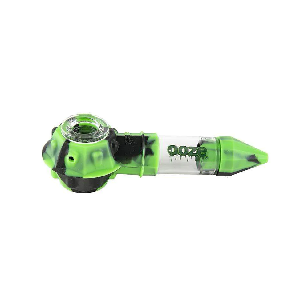 [Q-3001-02] OOZE BOWSER SILICONE GLASS PIPE (Green/Black)