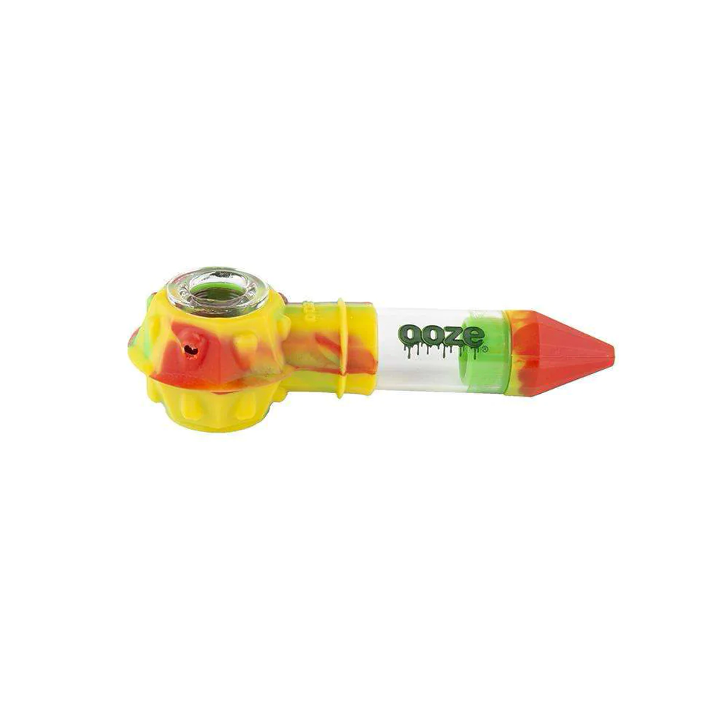 [Q-3001-04] OOZE BOWSER SILICONE GLASS PIPE (Rasta)