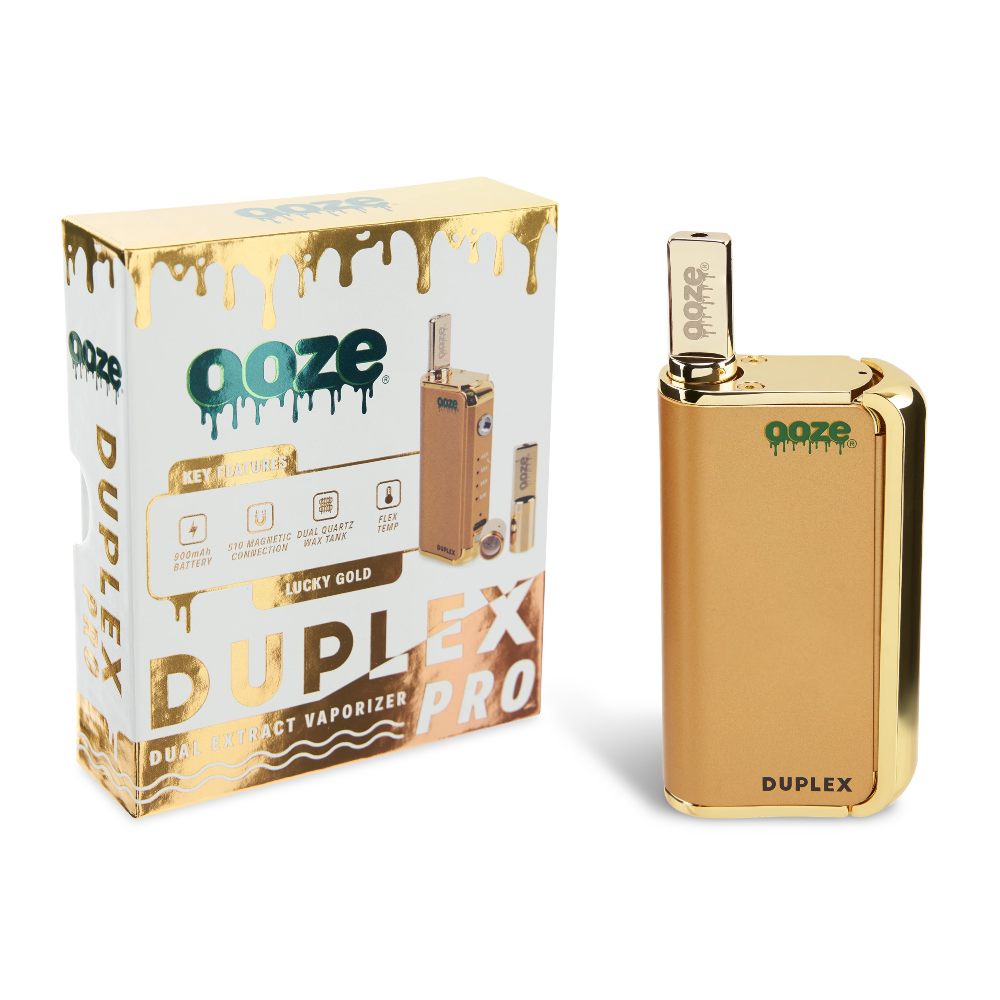 [Q-3004-06] OOZE DUPLEX PRO – 900 MAH – CARTRIDGE & WAX VAPORIZER (Gold)