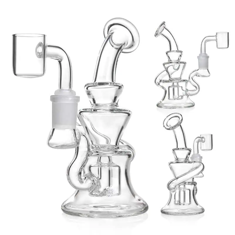 HAND PIPE 5.5" MINI RIG RECYCLER HANDCRAFTED BOROSILICATE GLASS